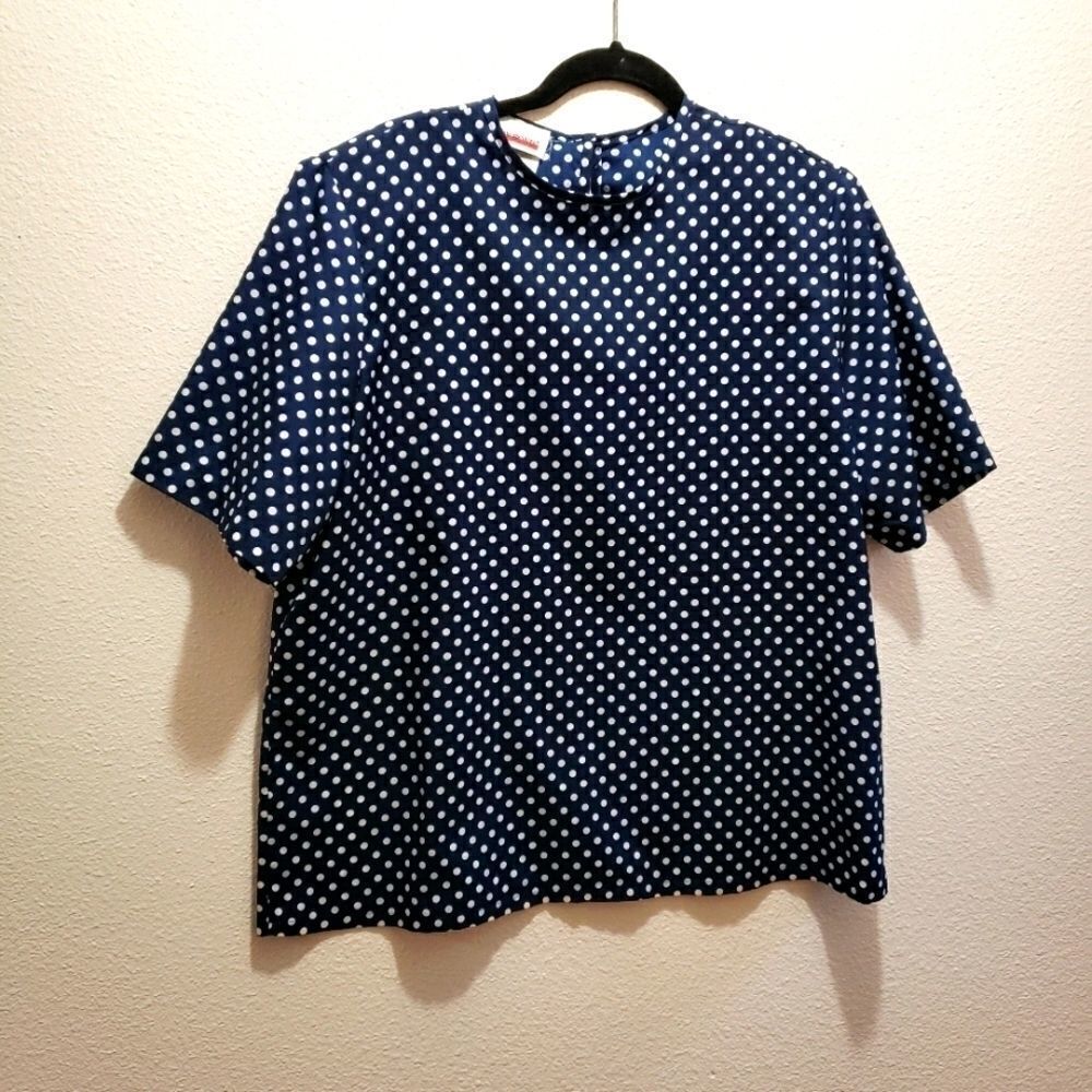 Judy Bond top, size 16, navy and white